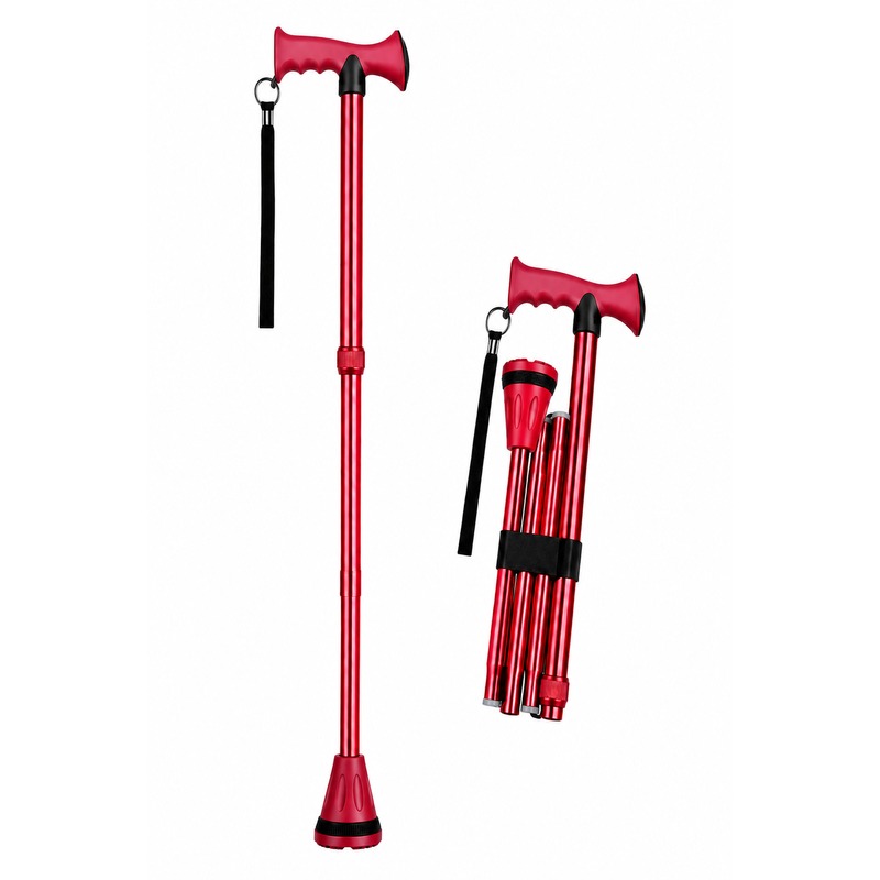 (image for) 2888 Red Adjustable Folding Walking Stick